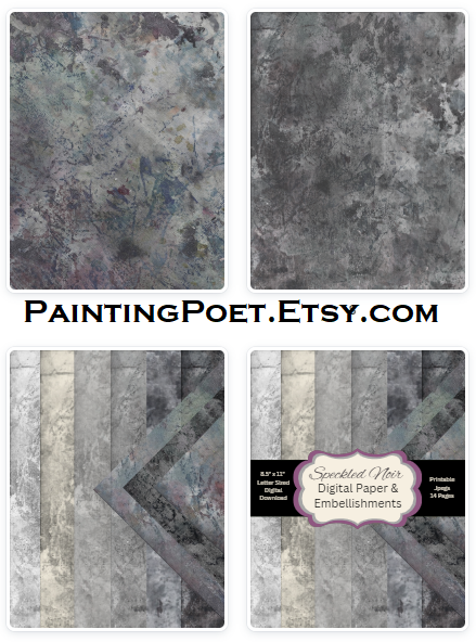 Speckled Noir Digital Papers With Embellishments