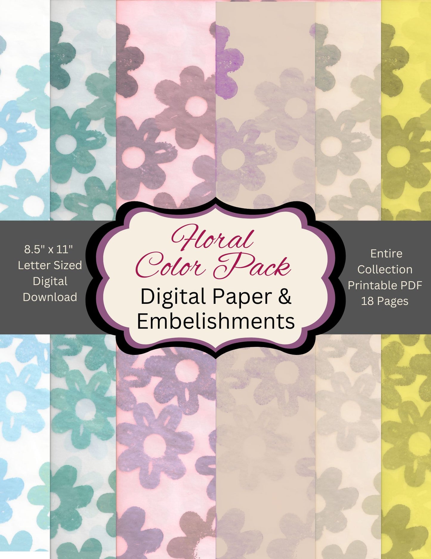 Multi-Colored Floral Downloadable Paper Pack