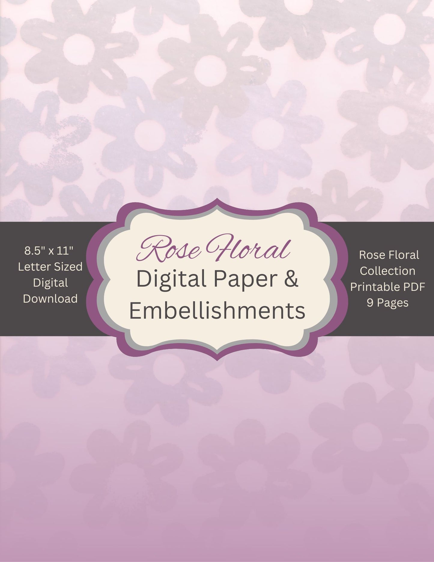 Pink Floral Digital Paper Journal Kit