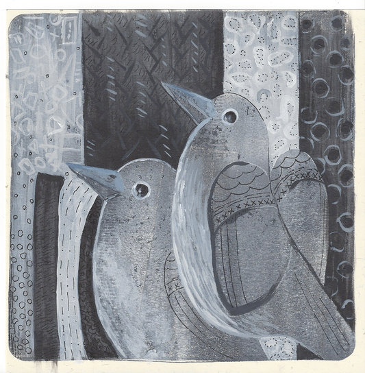 Original Acrylic Monotone Birds